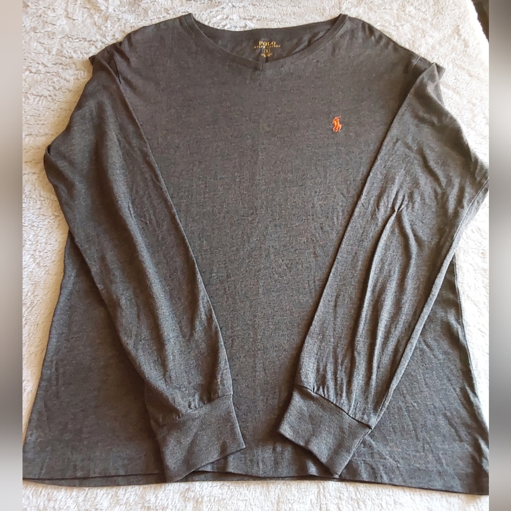 🌺 Near New Mens Polo Ralph Lauren Dark Gray Long Sleeve Shirt
